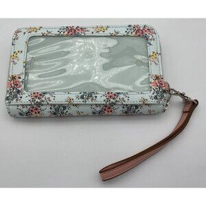 Wild Fable Lt Mint Floral Faux Leather Wristlet Wallet Phone Holder Zipper NWOT